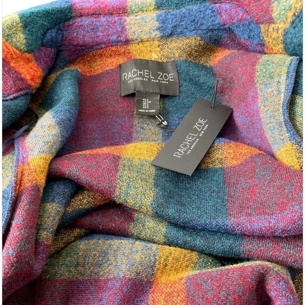 *SOLD* Rachel Zoe Women’s Plaid Coat Multicolor Size Small NWT. Wool long winter - Picture 7 of 7